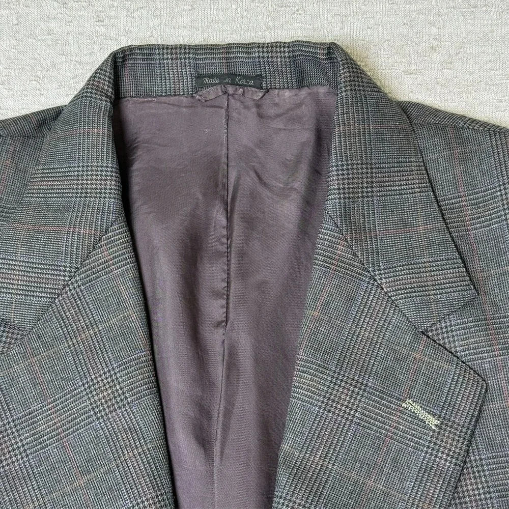 Vintage Cheshire Clothes Men's 42R Blazer‎ Sport Coat Gray Plaid Wool 2 Button